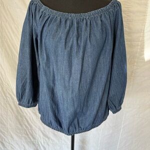 Universal Thread Denim-Look Off-Shoulder Blouse in Blue